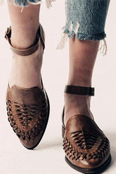 Woven Hollow Pointed Flats